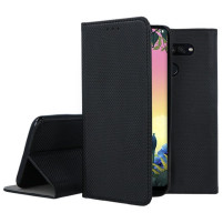 Кожен калъф тефтер и стойка Magnetic FLEXI Book Style за LG K50s черен